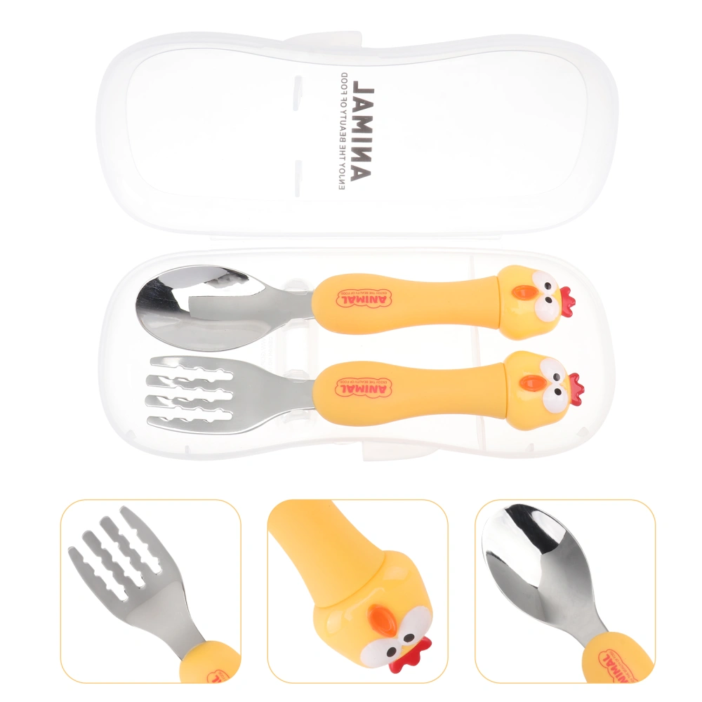 1 Set Animal Spoon Fork Kit Children Stainless Steel Tableware Student Cutlery