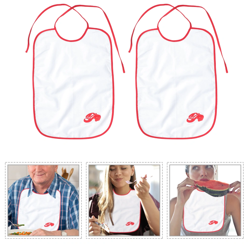 2Pcs Adult Bib Mealtime Bib Cotton Bib Elderly Bib Washable Mealtime Bib Portable Eating Bib