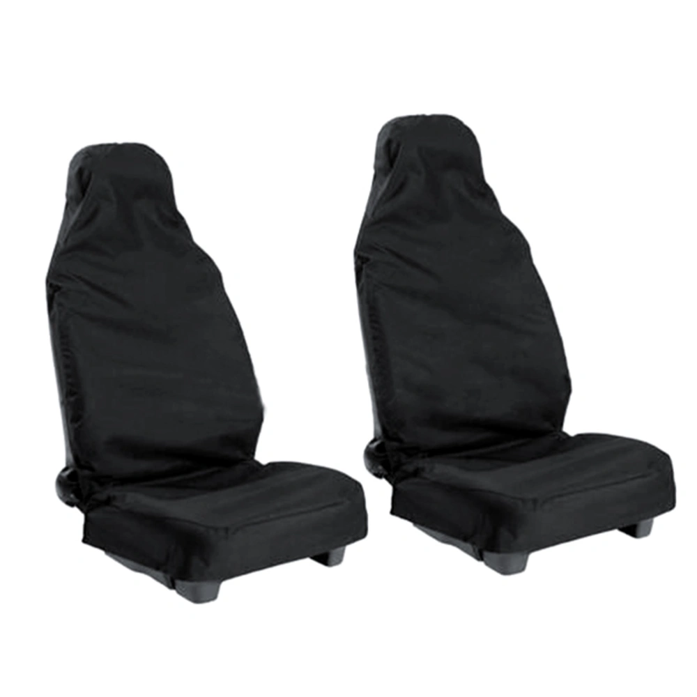 2pcs Universal Car Vehicle Van Waterproof Nylon Seat Covers Protectors (Black)