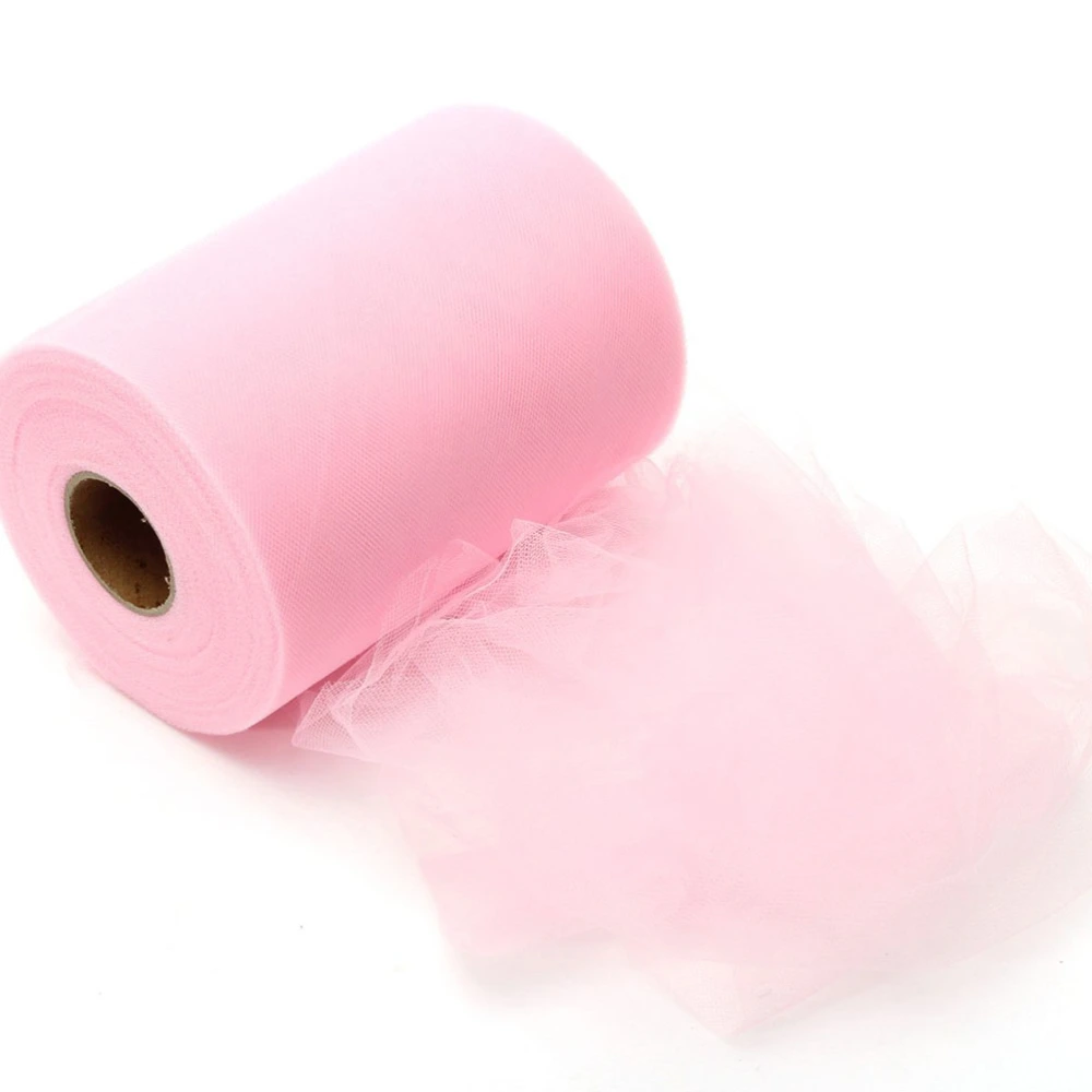 6"x100YD Tulle Fabric Roll for Wedding Party Bow Banquet Craft Favor Decoration (Pink)