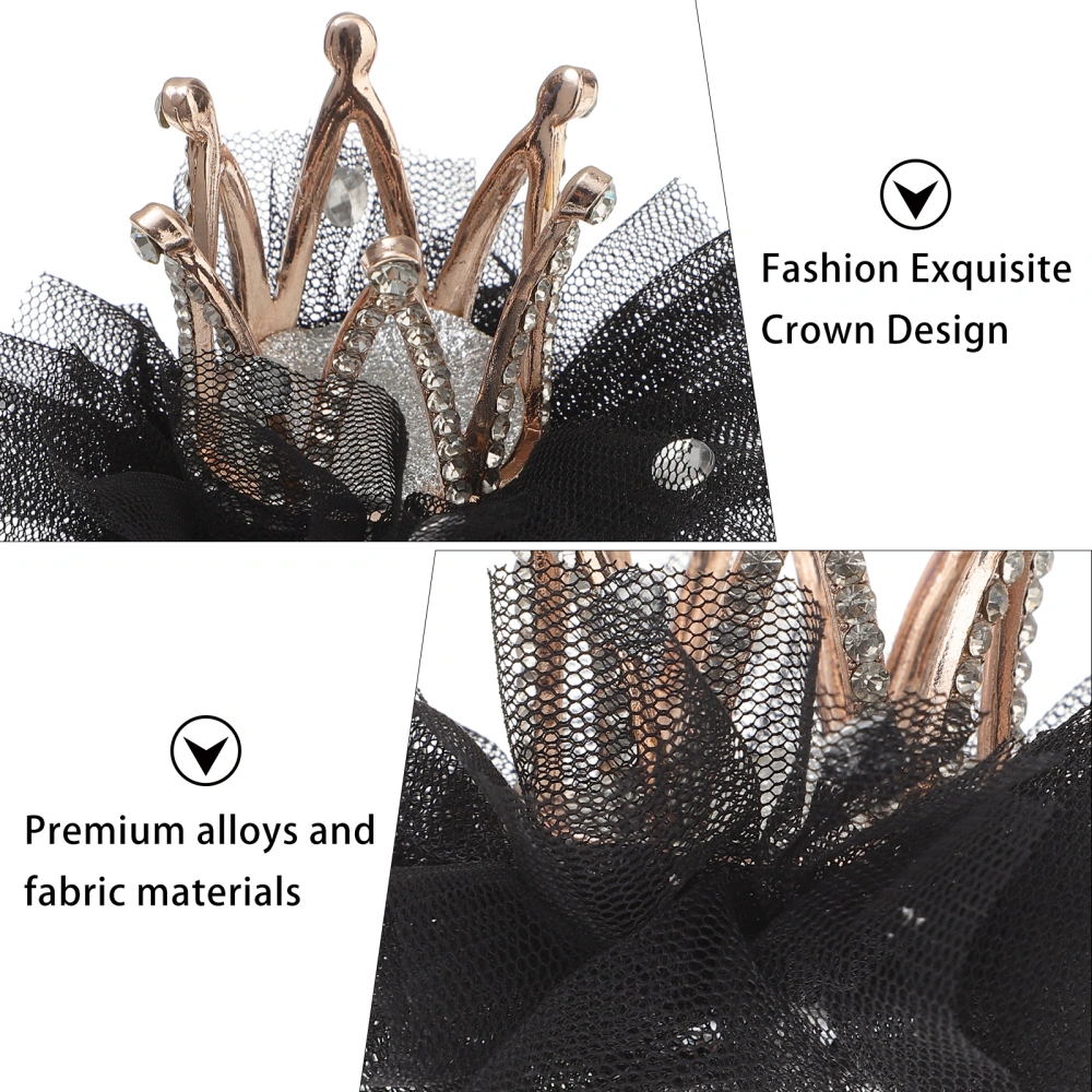 1pc Kids Crown Hair Clip Rhinestone Bobby Adorable Bang Clips Hair Accessories for Children Black