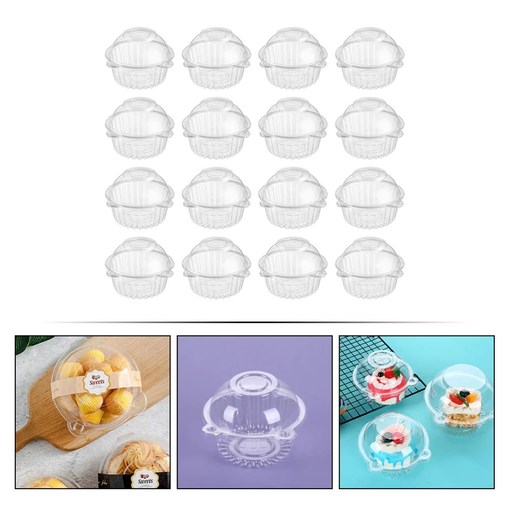 60Pcs Cake Boxes Plastic Dessert Boxes Disposable Cake Cases Preservation Boxes