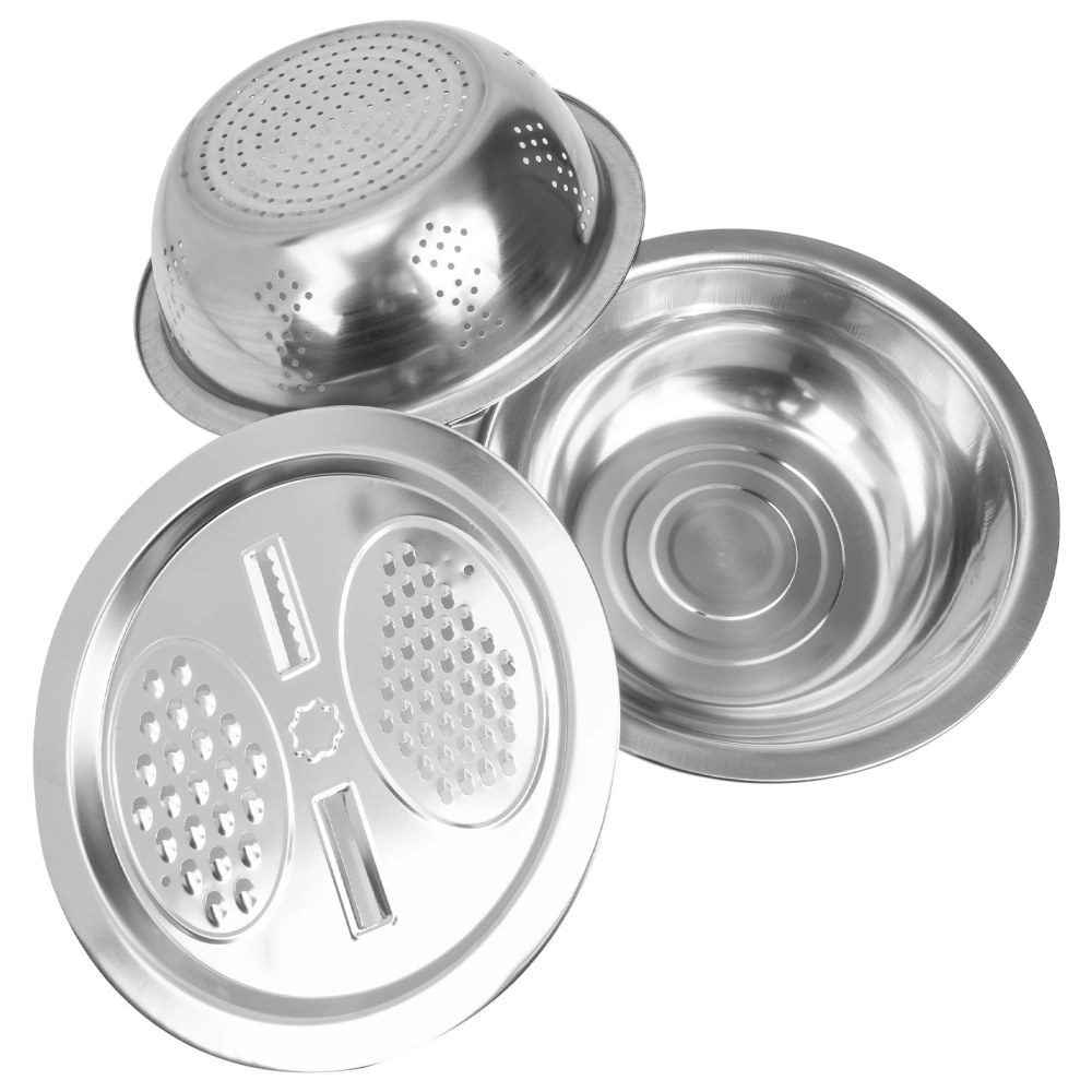 1 Set of Stainless Steel Grater Basin Household Colander Basin Rice Washing Basin Kitchen Supplies