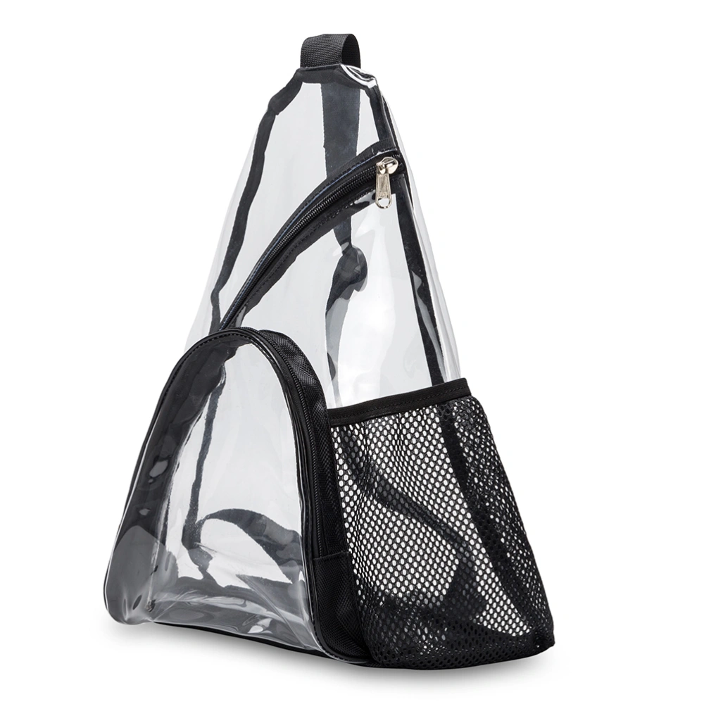 1pc PVC Transparent Chest Bag Multifunction Waterproof Clear Sling Bag for Lady Men (Black)