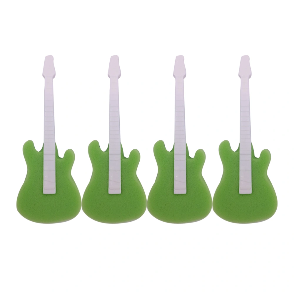 4pcs Long Handle Cup Brushes Guitar Shaped Multi-purpose Cleaning Brushes Mugs Bottles Bowl Sponge Brushes (Light Green)