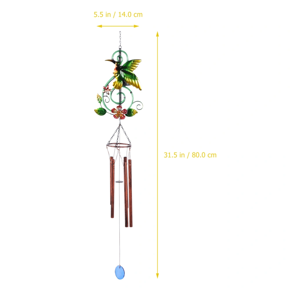 1PC Wrought Iron Solar Wind Chime Painted Hummingbird Wind Chime Tube Craft