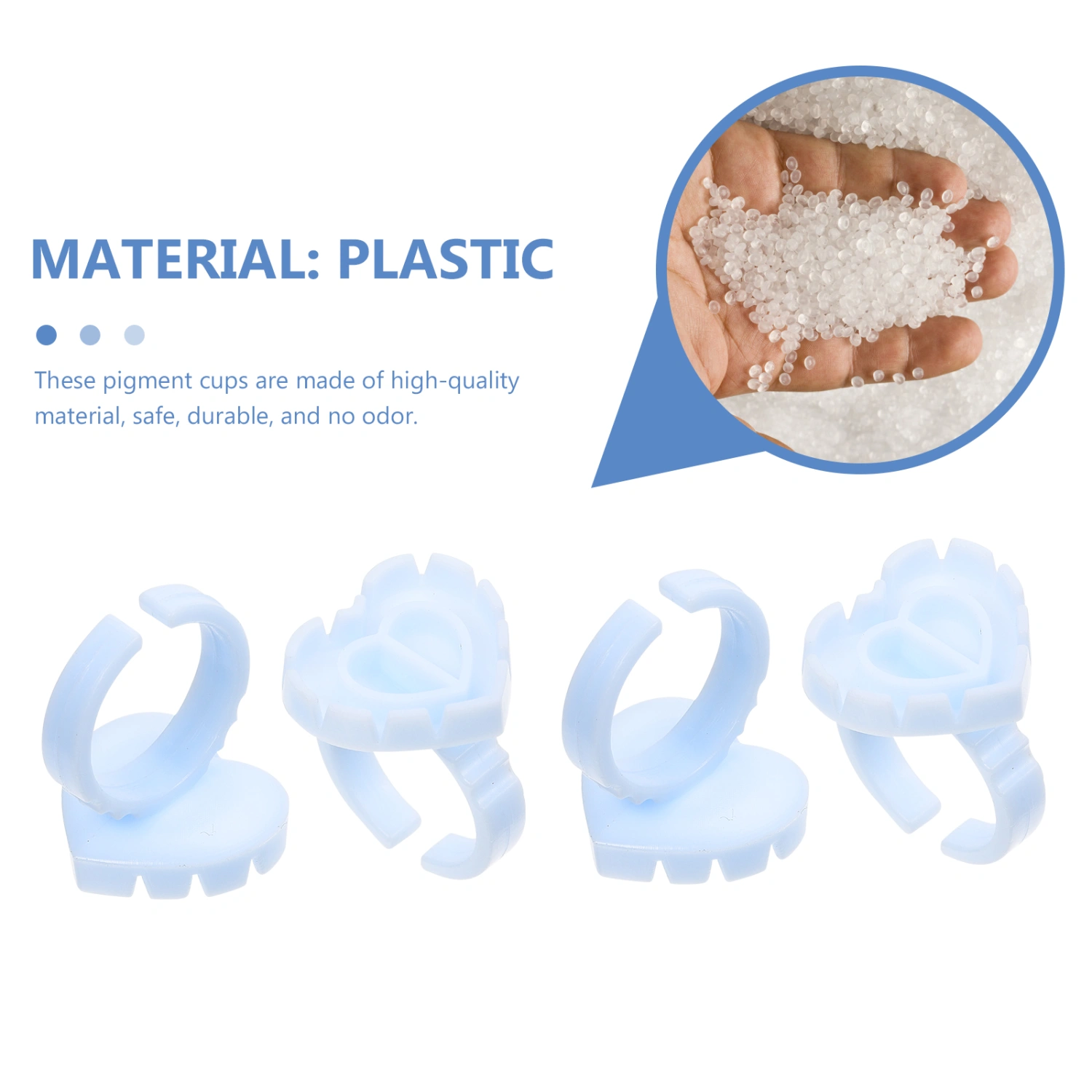 100Pcs Convenient Tattoo-Ring Color Cups Grafting Eyelash Glue Rings (Sky-blue)
