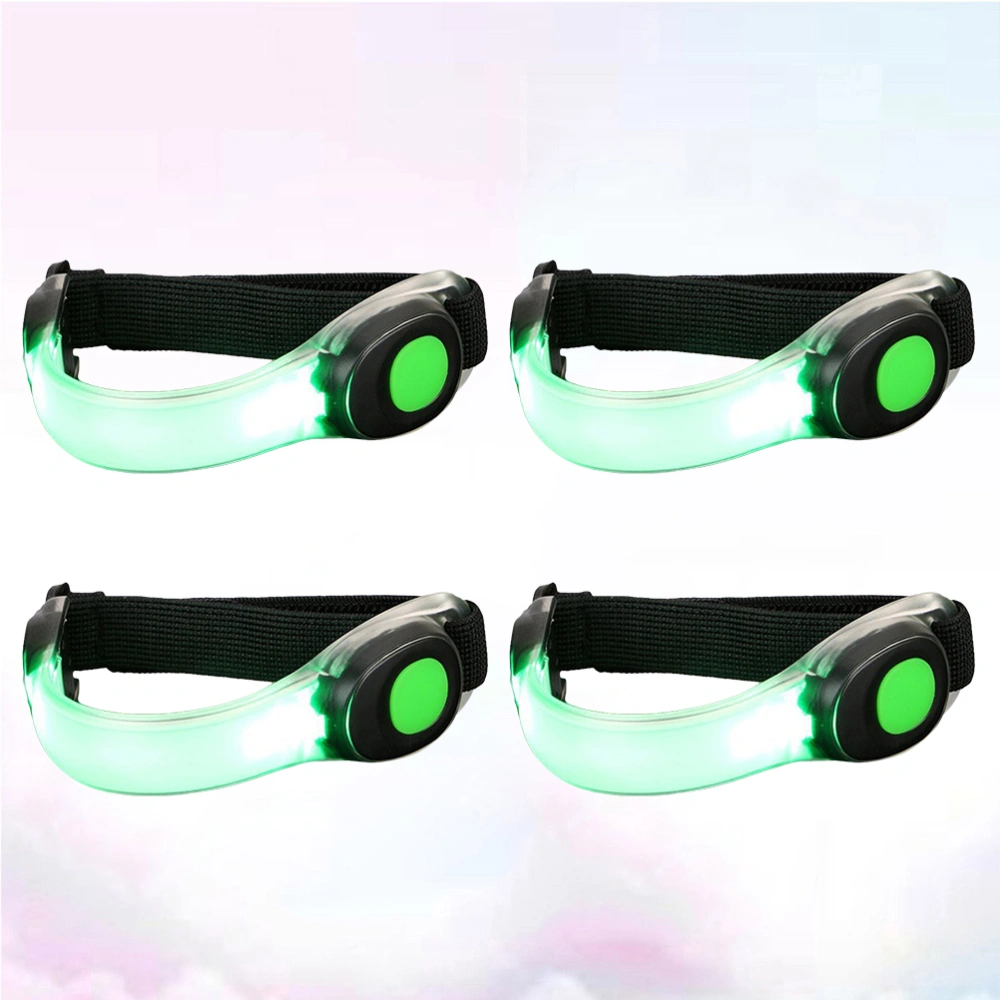 4pcs Practical LED Night Running Lamp Safety Night Running Gear Flash Strobe for Runners Joggers Bikers Walkers (Green)