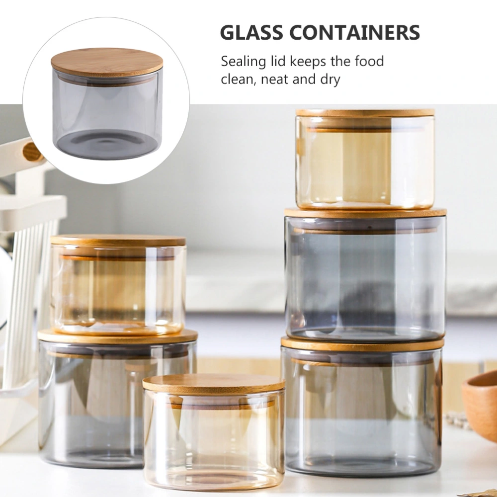 1pc Glass Scented Tea Jar Snack Nuts Storage Bottle Sealed Jar with Wood Lid