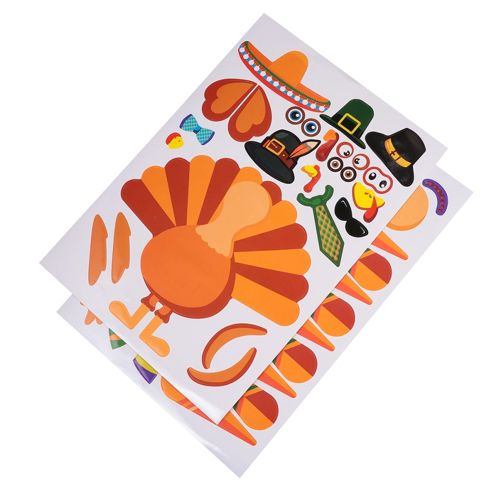 10pcs Thanksgiving Children Gift Funny Turkey Puzzle Sticker Deciration