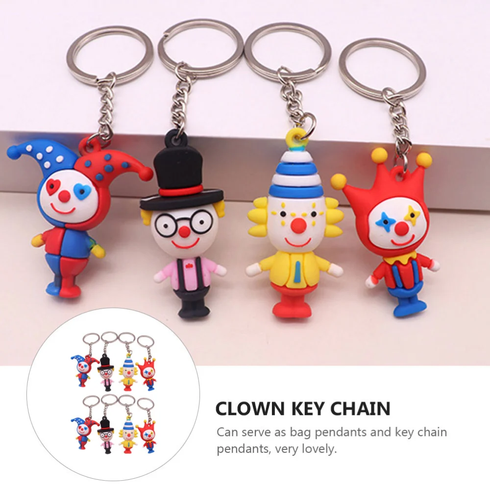 8pcs Decorative Clown Key Rings Backpack Adorn Adorable Key Ring Spoof Pendant