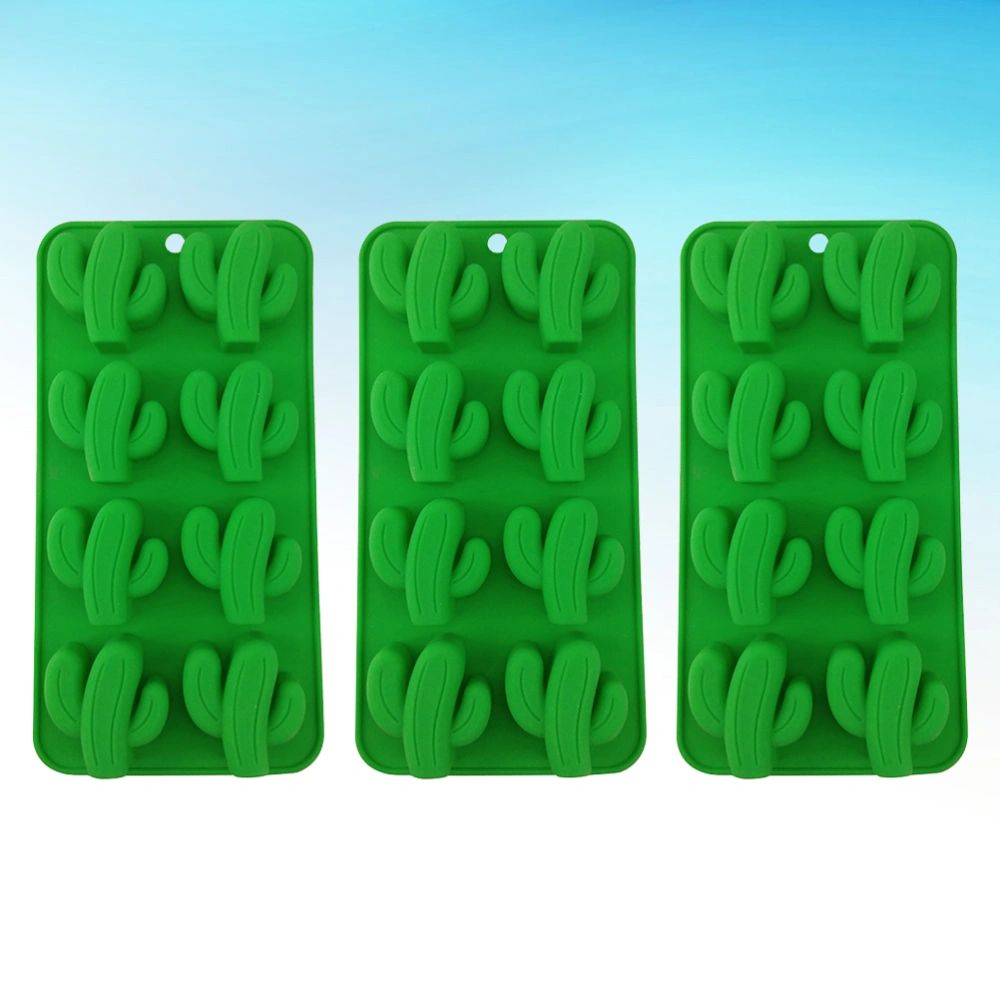 3pcs Creative Cactus Baking Molds Ice Cube Tray Silicone Candy Chocolates Moulds DIY Mold for Home Kitchen (Random Color)