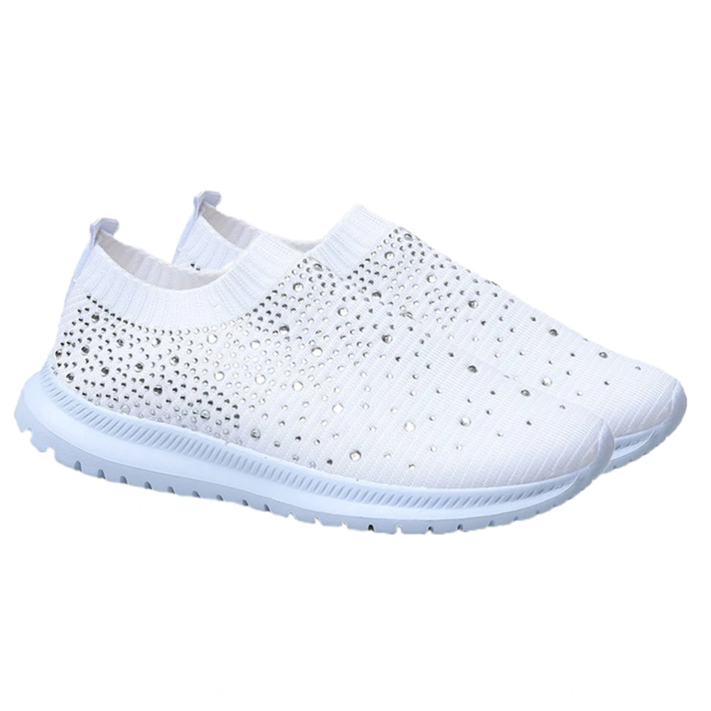 1Pair Women Rhinestone Shoes Breathable Fashion Shoes Simple Sports Shoes