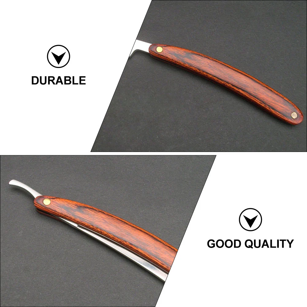 2Pcs Vintage Razor with Wood Handle Practical Men Shaving Razor for Home