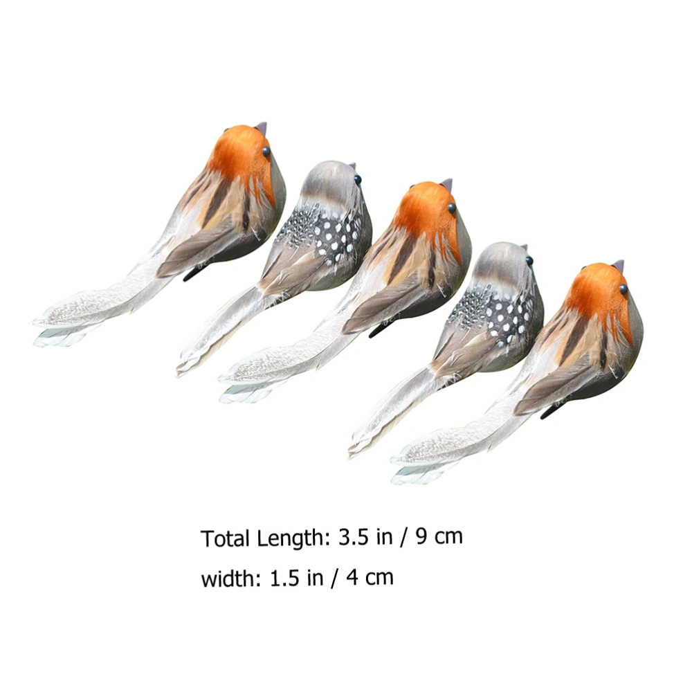 5Pcs Lifelike Scene Statues Lovely Bird Ornaments Simulated Sparrow Adornments