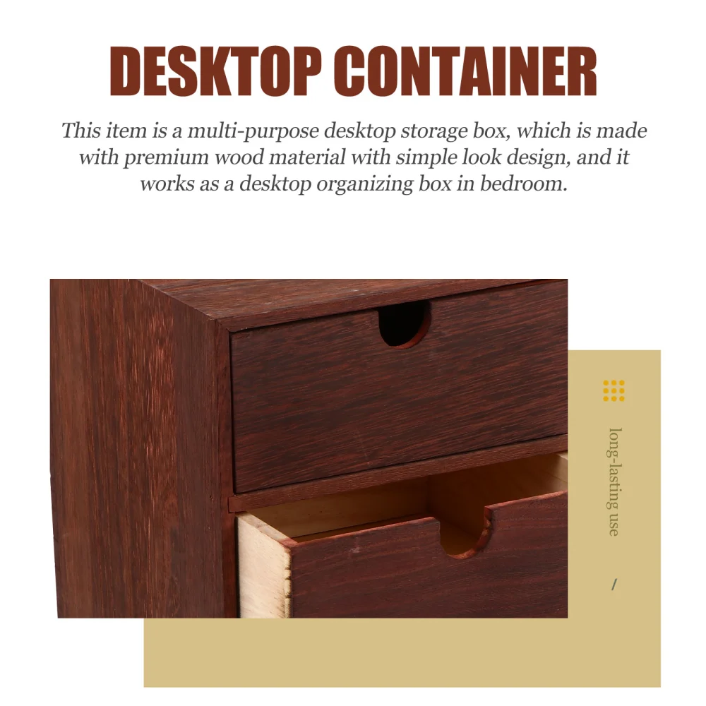 1pc Desktop Storage Box Vintage Drawer Box Wooden Storage Organizer (Four-layer)