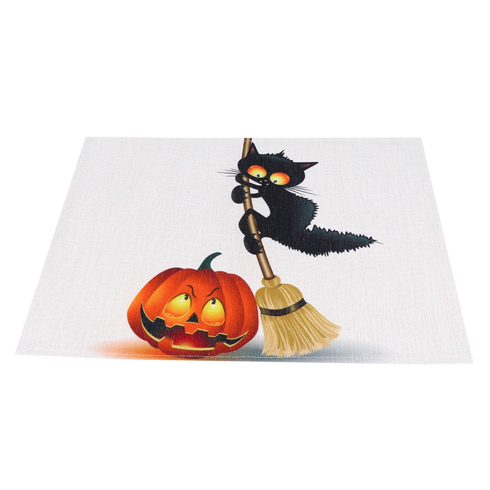 Halloween Table Mat Cotton and Linen Placemat Table Cloth Party Supplies Beige (32x42cm, CD055-2)