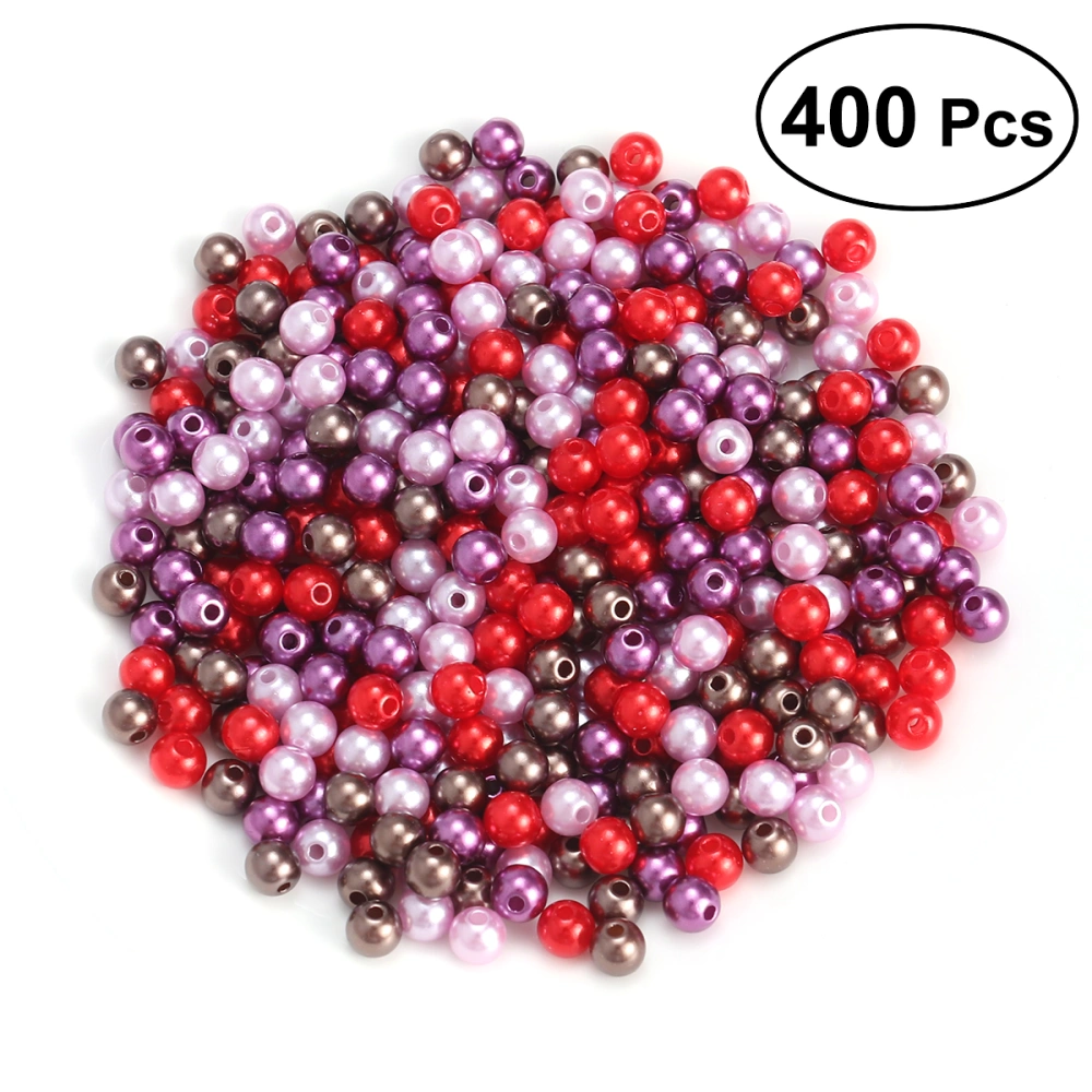 400 PCS 6mm Round Artificial Pearl Beads Strands Imitation Pearls Beads for Jewelry Necklace Craft Making (Dark Purple Light Purple Coffee Red)