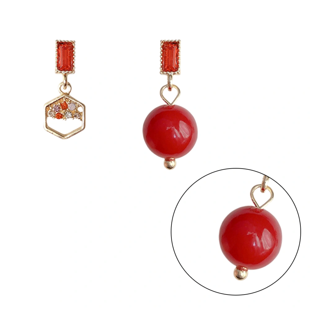 1 Pair of Vintage Earrings Delicate Ear Drop Fashion Ear Dangle Women Dangler Elegant Earbob Red