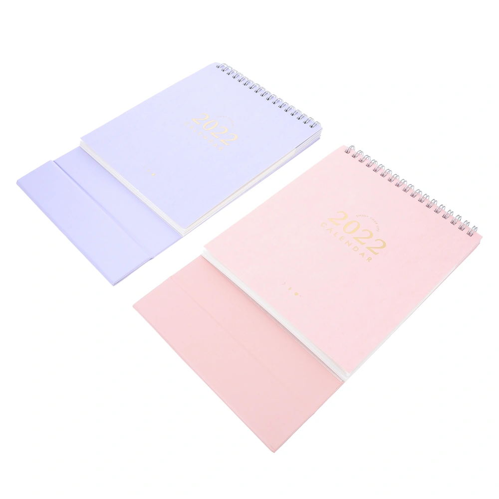 2Pcs Desktop Calendar Simple Fresh Style Desktop Placing Calendar for Office 2022