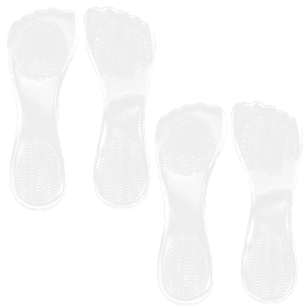 2 Pairs Anti-slip Silicone Insoles Foot Therapy Shoe Pad High Heel Gel Insoles for Relieving Pain Massaging (White)