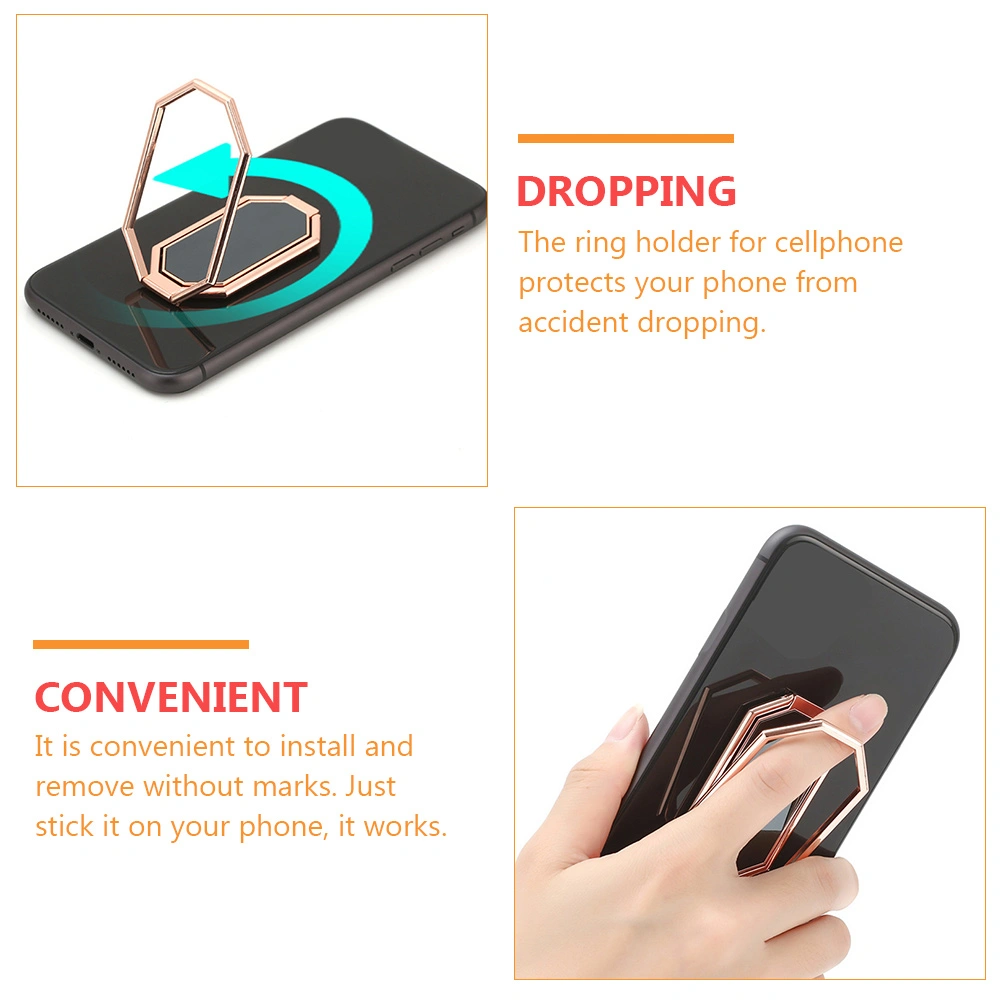 1Pc Folding Car Phone Stand Zinc Alloy Phone Ring Desk Phone Stand (Rose Gold)