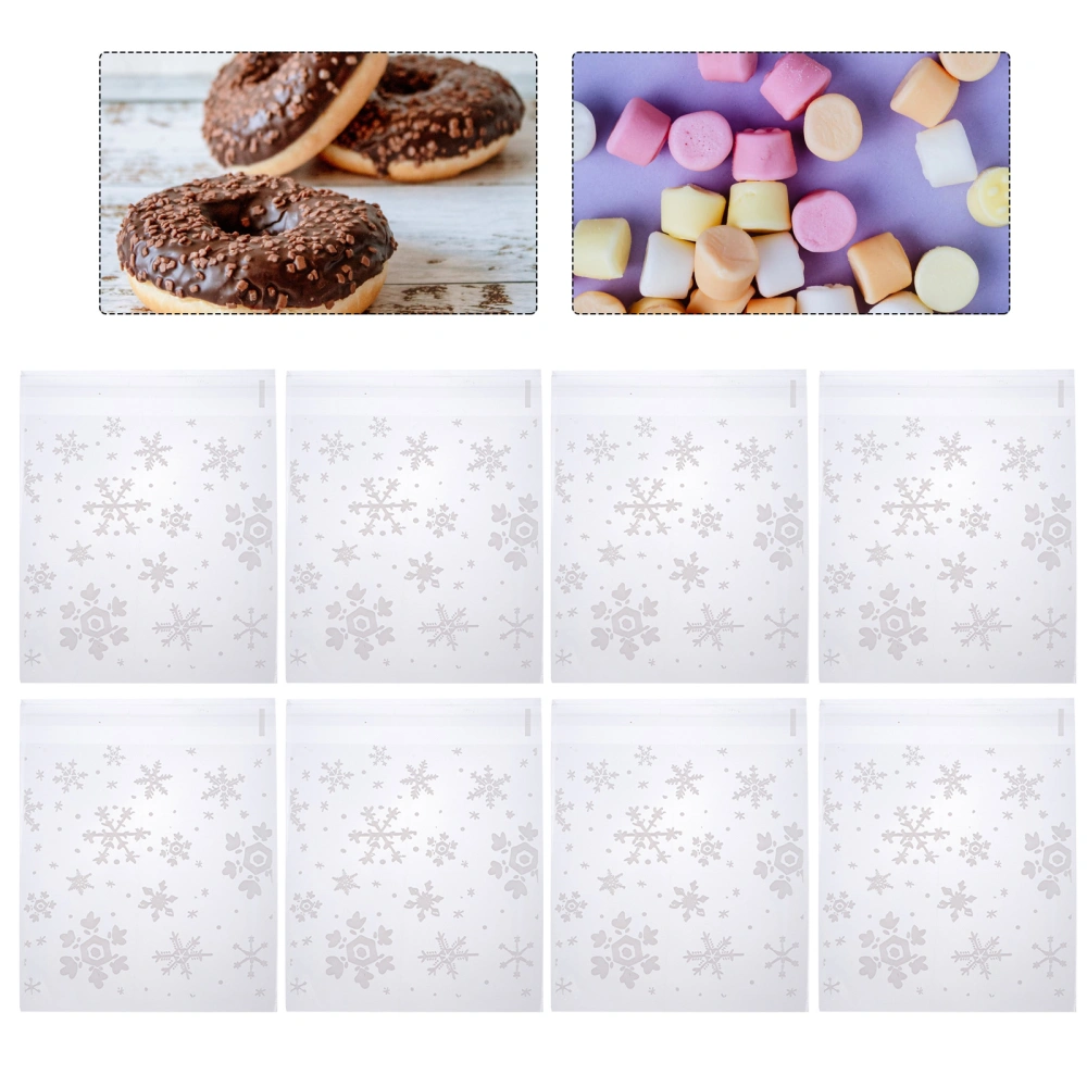 200pcs Snowflakes Pattern Cookie Bags Candy Bags Self Adhesive Package Bags