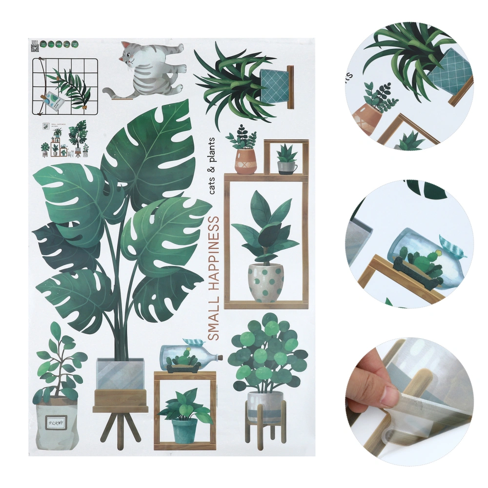 1 Set Fresh Wall Stickers Decorative Plant Theme Stickers Home Wall Decals