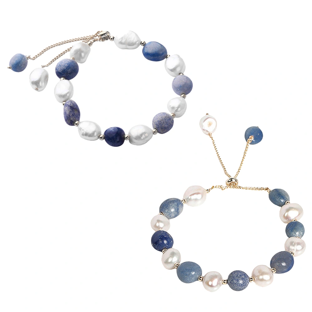 Natural Fresh Water Pearl Bracelet Fashion Blue Aventurine Bangle Creative Crystal Wrist Chain Gift Wrist Jewelry