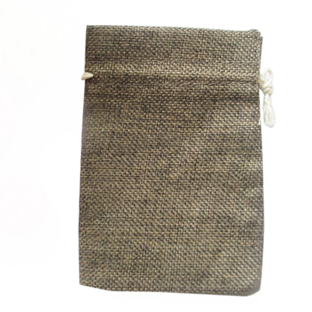 10pcs Linen Jute Bag Jewelry Pouch Drawstring Gift Bags (Brown)