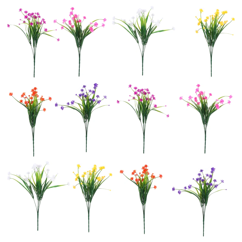 12Pcs Simulation Flower Decors Realistic Flower Crafts Plastic Bouquets