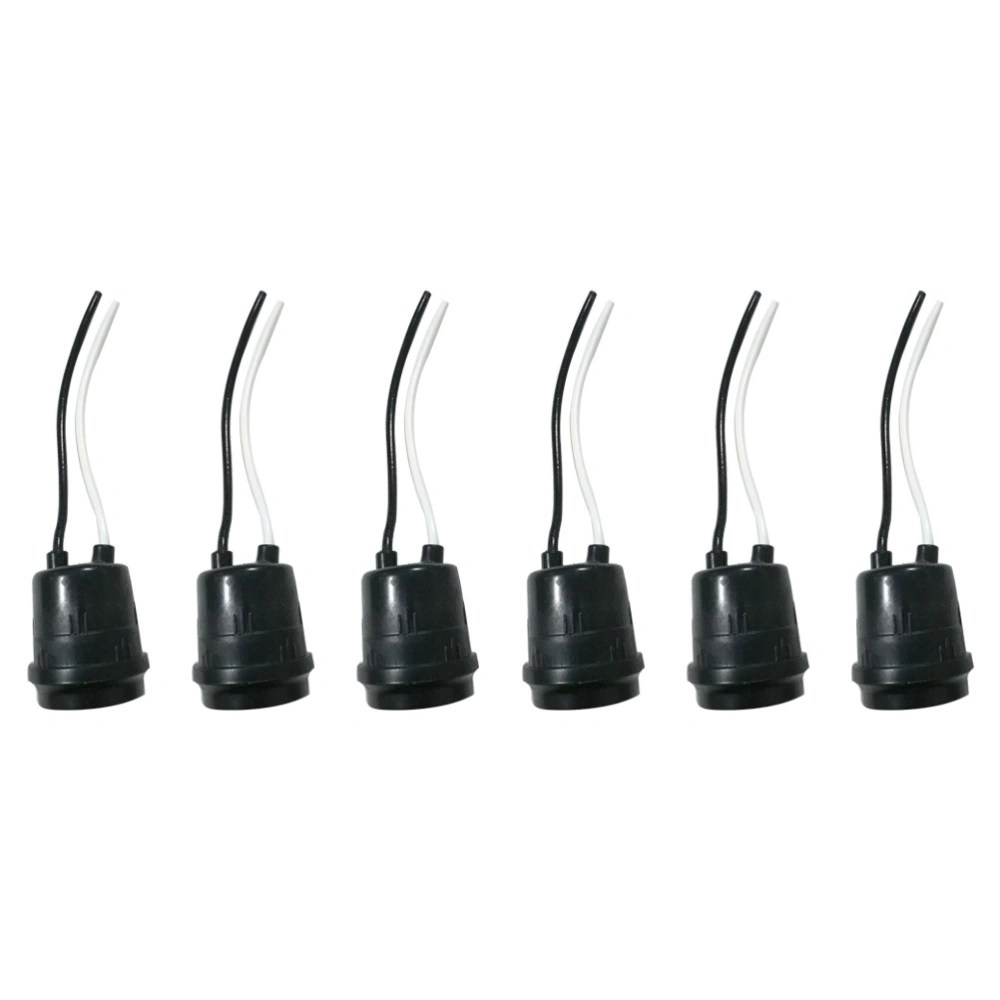 6pcs 4A 250V E27 Lamp Holder Bulb Socket Pendant Bakelite Lamp Holder Vintage Ceiling Light Durable Base Home Replacement Retro Screw (Black)