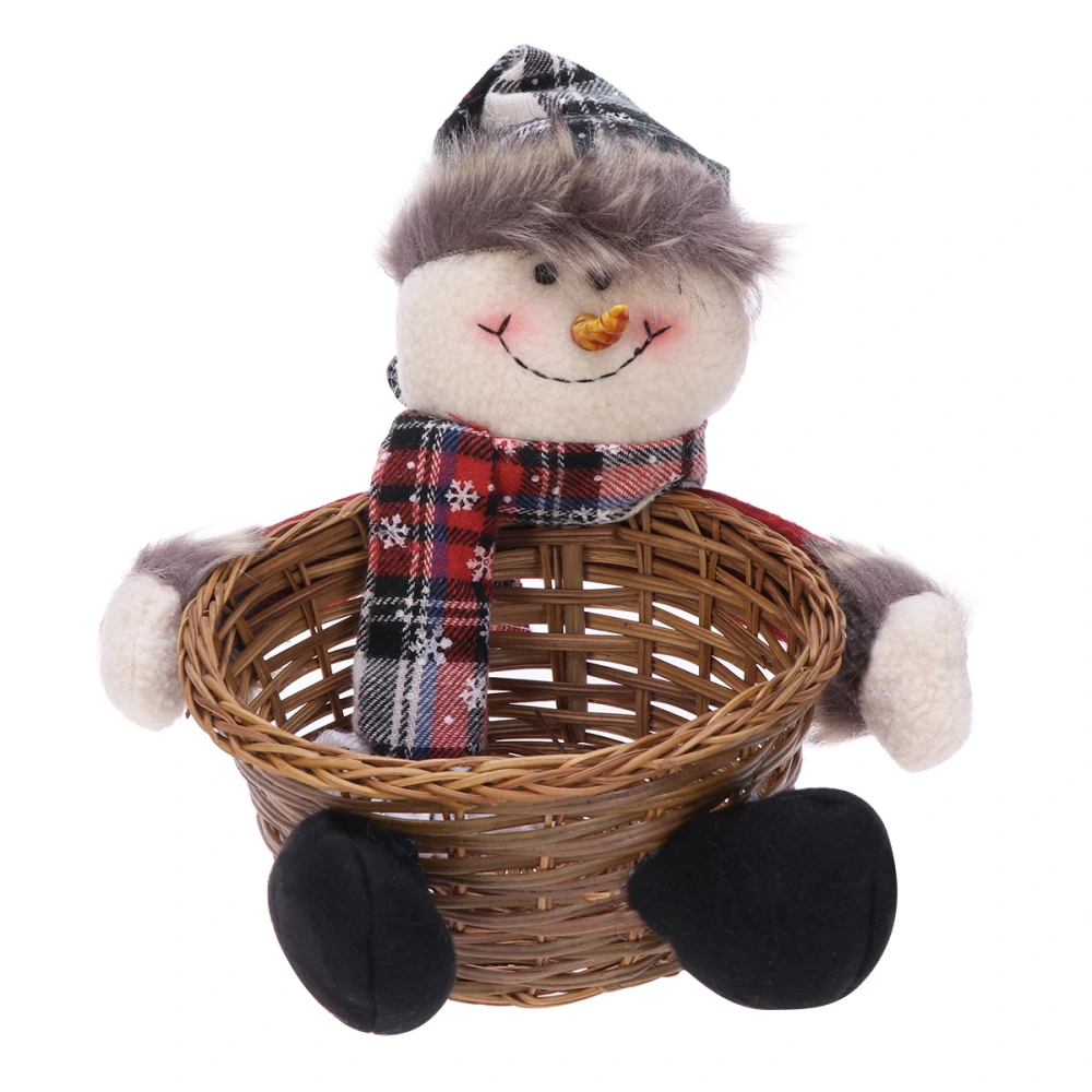 Candy Storage Basket Christmas Party Gift Holder Xmas Storage Basket Gift Ornament for Home Party Decoration (Snowman)