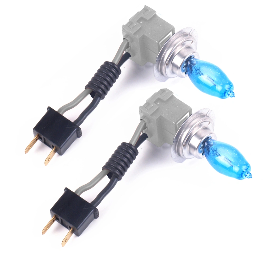 A Pair of H7 12V 100W 5500K Super White Light Auto Car HOD Xenon Light Bulb Headlights Lamps with Power Cable