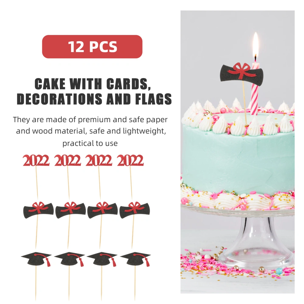 12Pcs Decorative Cupcake Toppers Delicate Cake Decors Exquisite Cupcake Decors Cake Supply