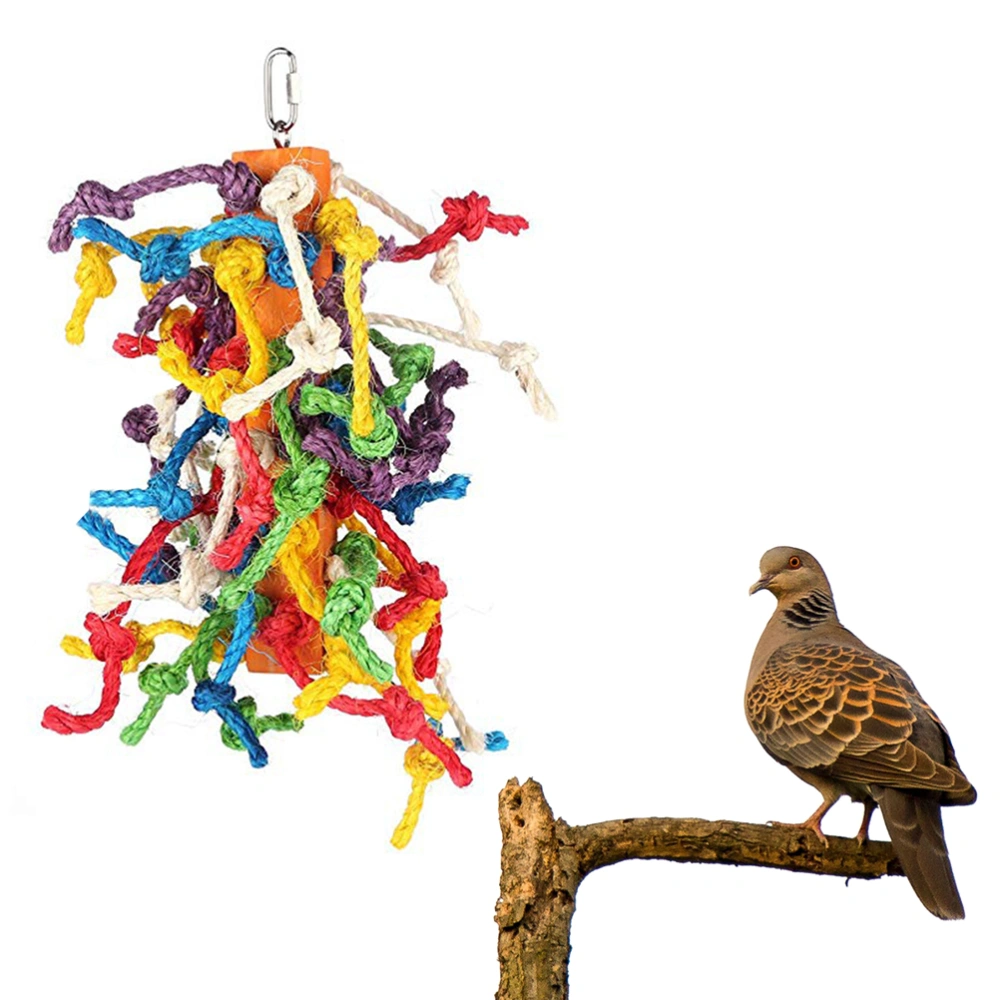 Hanging Parrot Bird Toy Colorful Knots Block Chewing Toy Parrot Cage Accessories