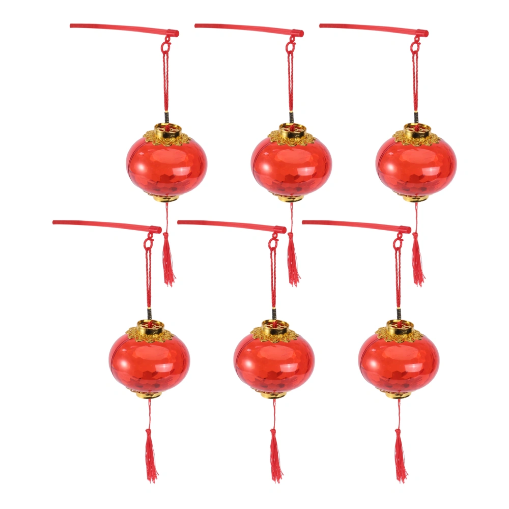 6pcs Chinese Lantern Handheld Lantern Luminous Lantern New Year Gift (Red)