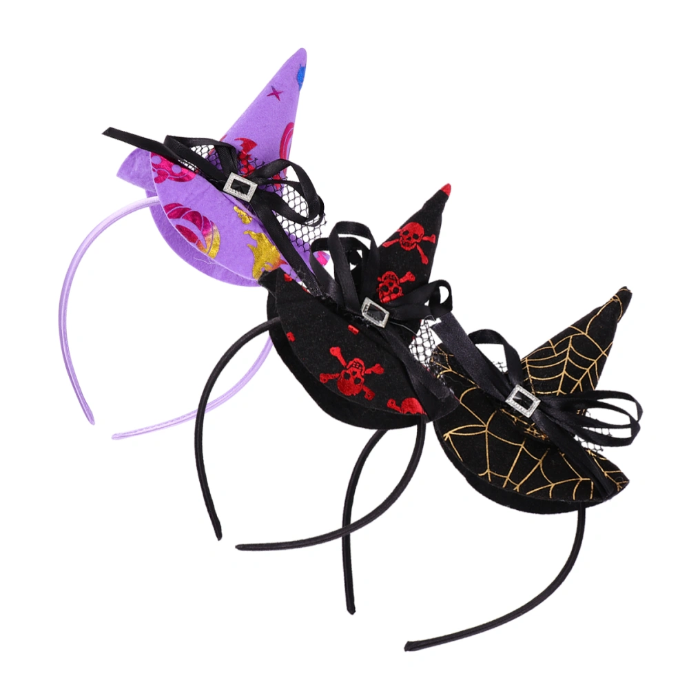 3pcs Chic Halloween Headband Halloween Headdress Witch Hat Hair for Girls