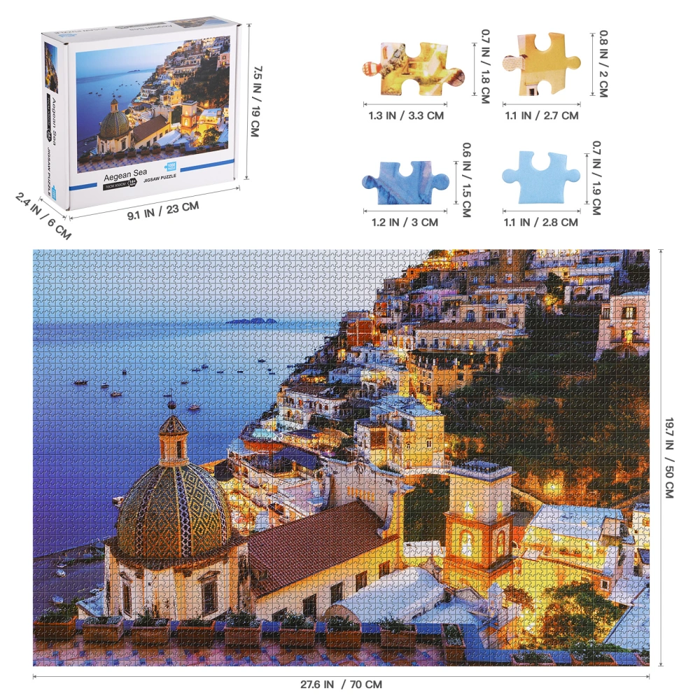 Pack of 1000 Pieces Jigsaws Puzzles Aegean Sea Puzzles Paper Assembling Game Educational Toy for Adults Children