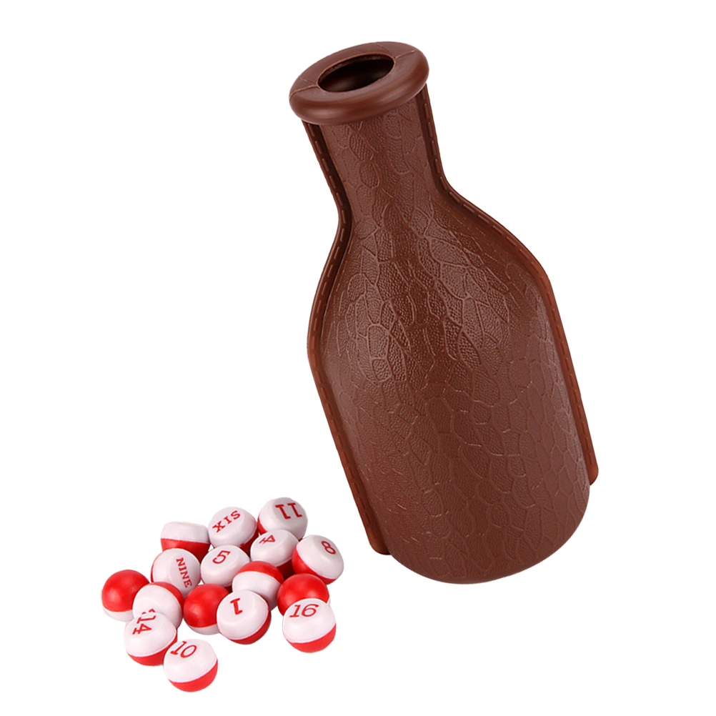 Billiard Shaker Bottle Set Snooker Plastic Dice Bottle with Numbered Tally Balls Billiards Accessory (Brown)