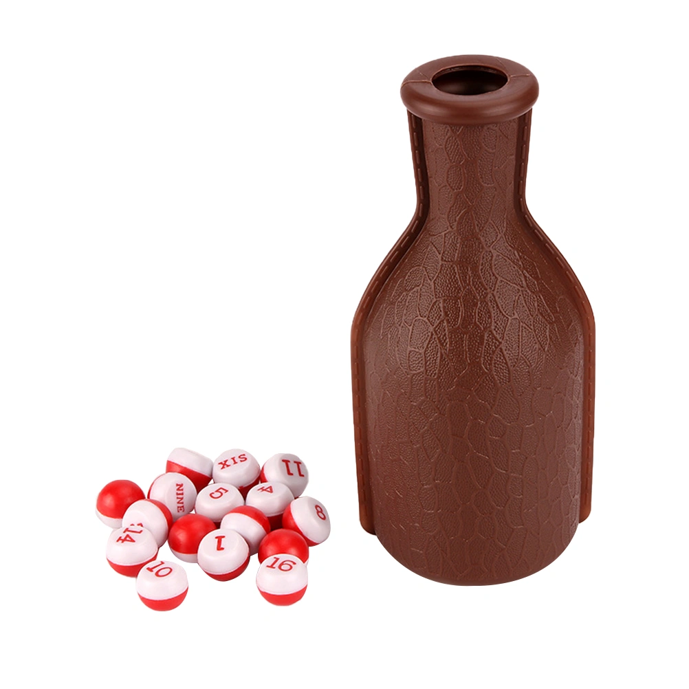 Billiard Shaker Bottle Set Snooker Plastic Dice Bottle with Numbered Tally Balls Billiards Accessory (Brown)