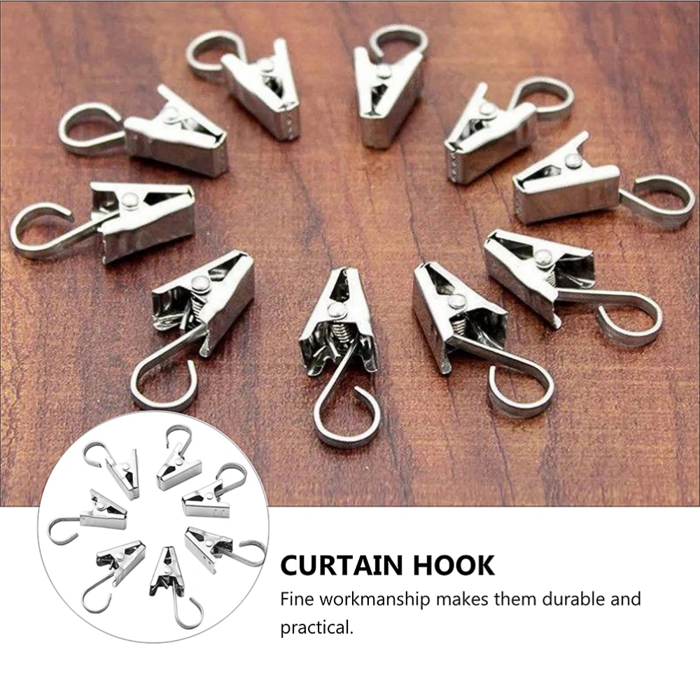 1 Set 50 Pcs Stainless Steel Curtain Clips Practical Curtain Hooks (Steel Color)