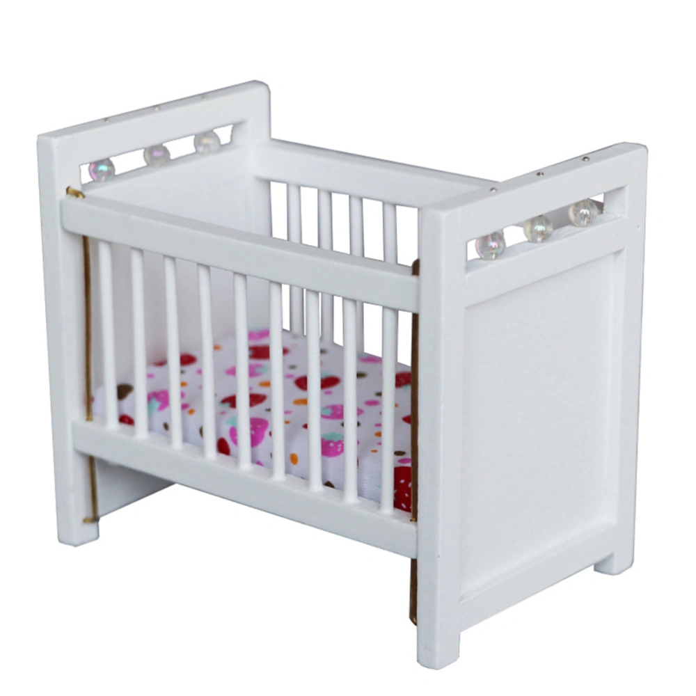 1Pc Mini House Adornment Decorative Mini Crib Mini Furniture Model (White)