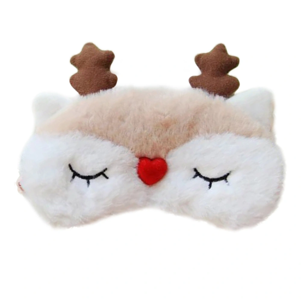 Cartoon Animal Plush Eye Mask Elk Sleeping Traveling Blindfold Eye Cover