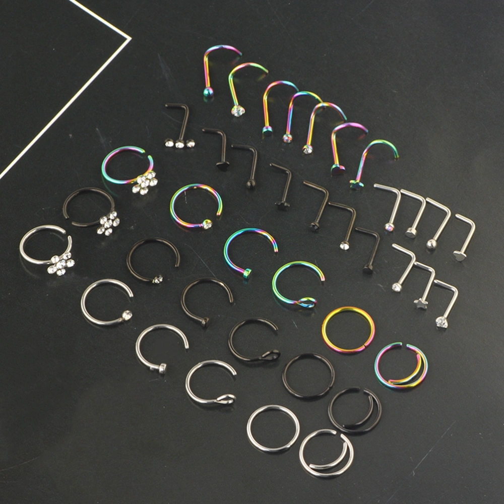 1 Set Nose Piercings Jewelry Women Men Nose Rings Steel Nose Studs Hoops