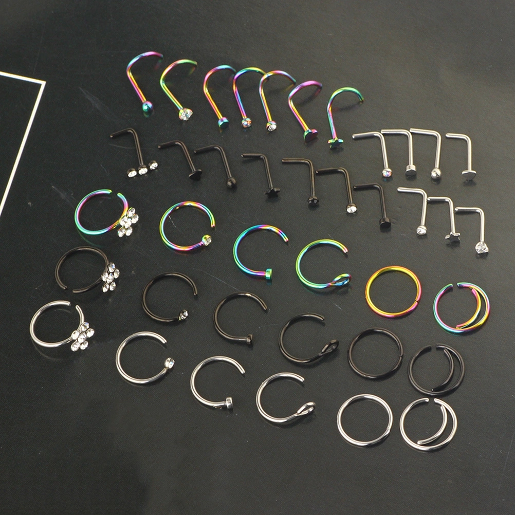1 Set Nose Piercings Jewelry Women Men Nose Rings Steel Nose Studs Hoops