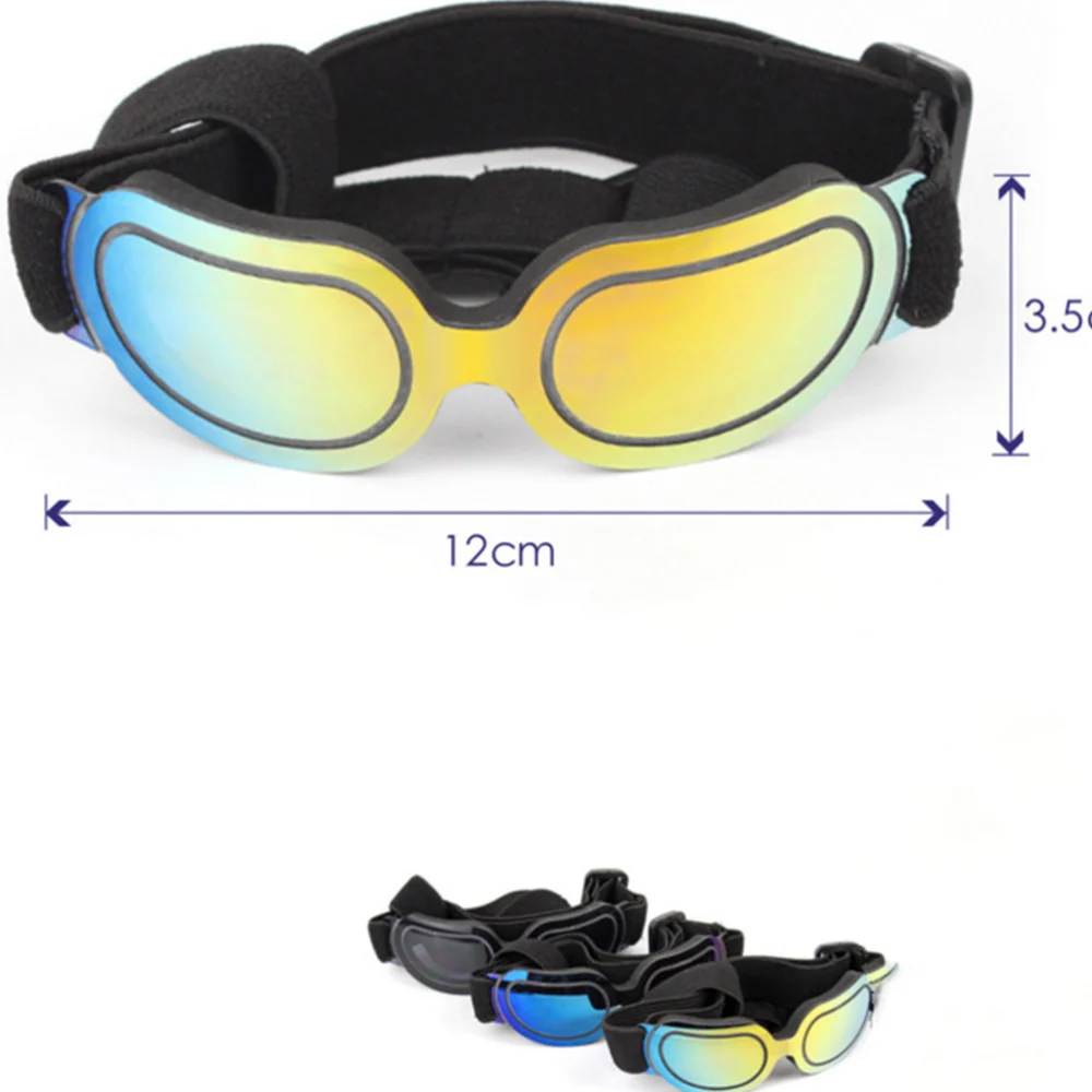 1Pc Dog Sunglasses Eye Wear Protection Waterproof Pet Goggles UV Foldable Goggles with Strap