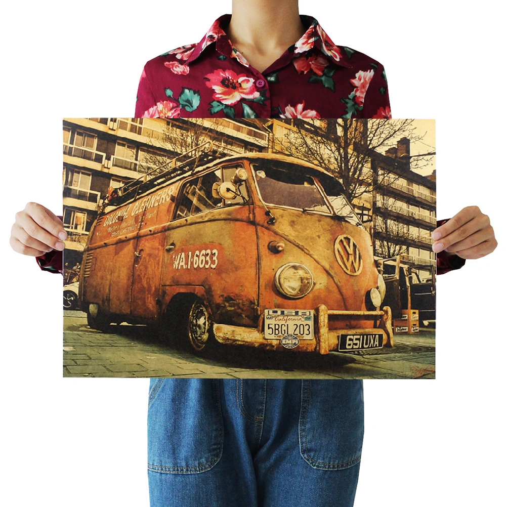 Antique Vintage Car Old Style Decorative Poster Wall Decor Decals