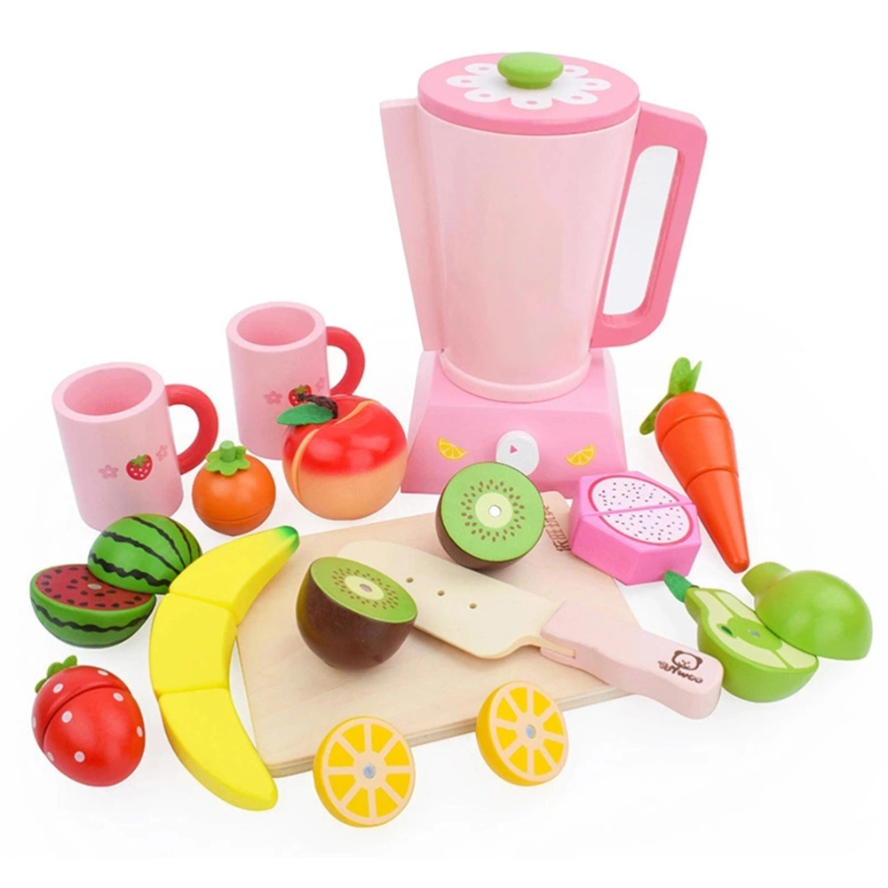 Wooden Simulation Cutting Fruits Vegetables Toy Pretend Play Food Set Educational Toy for Children (Juicer Suit)