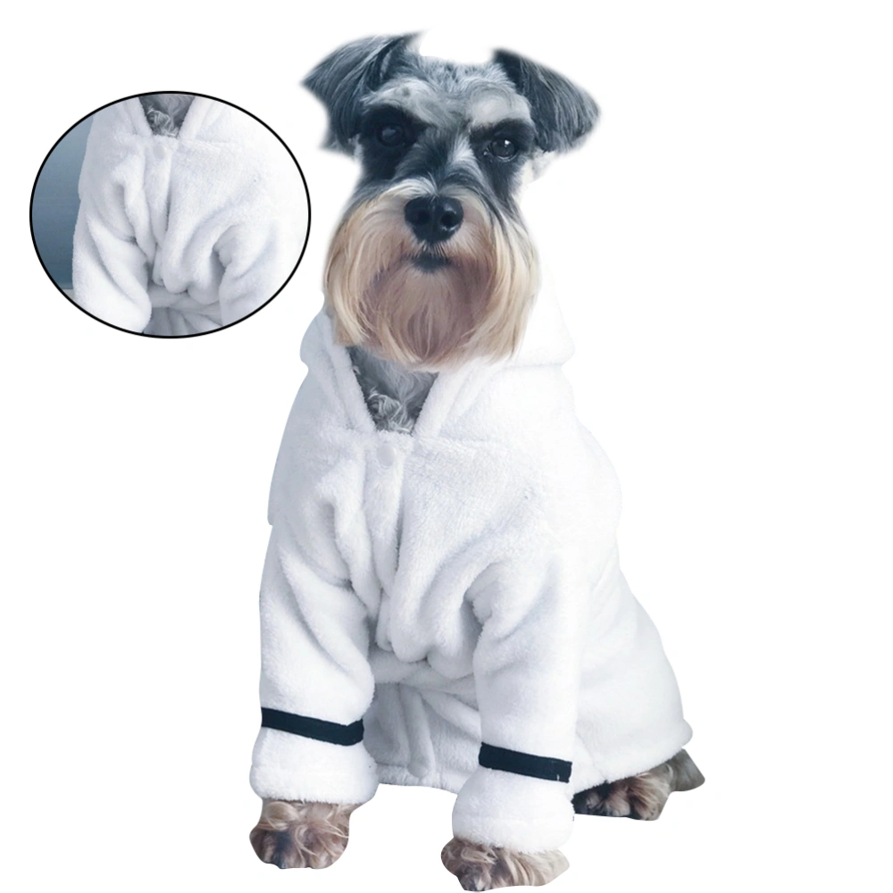 Creative Dog Bathrobe High Absorbent Quick-drying Robe Warm Animal Pajamas Hooded Bathrobe for Pet Dog Cat (White, Size S)